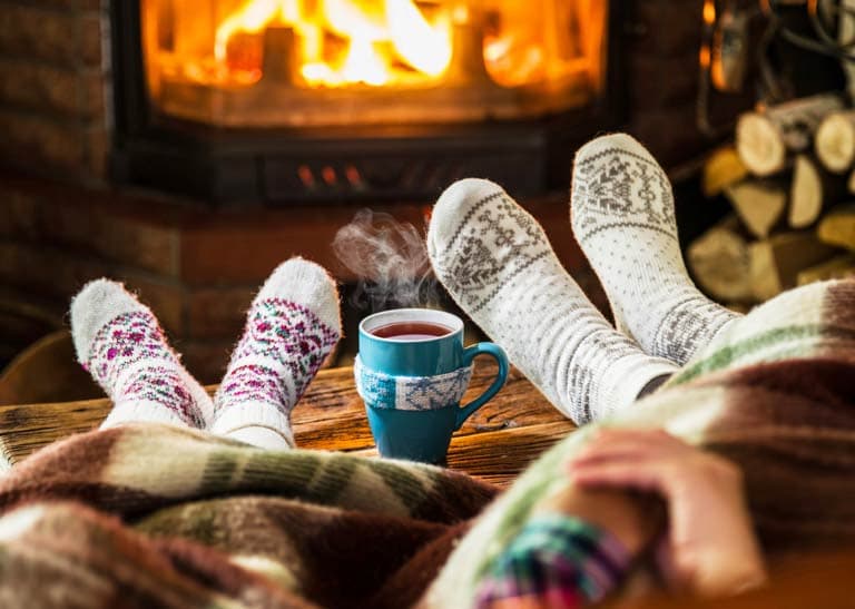 A happy family in a warm home